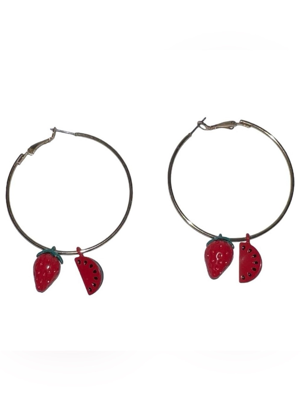 strawberry & watermelon hoop earrings.